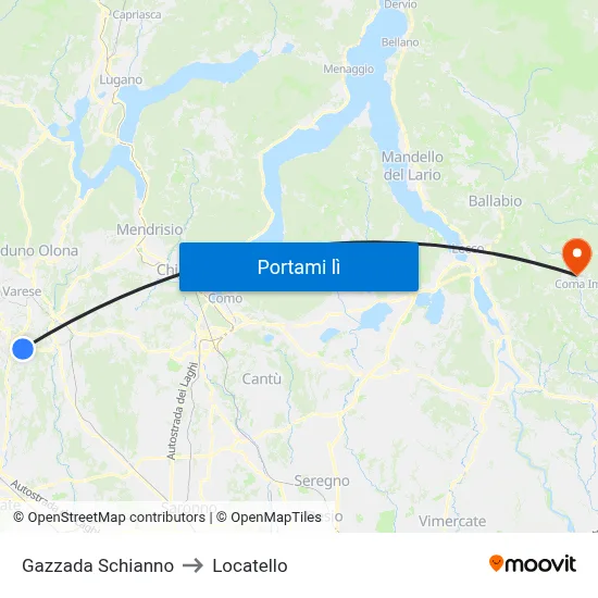 Gazzada Schianno to Locatello map