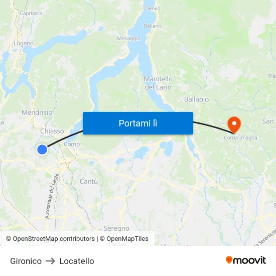 Gironico to Locatello map