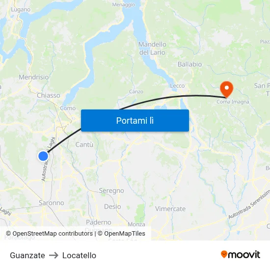 Guanzate to Locatello map