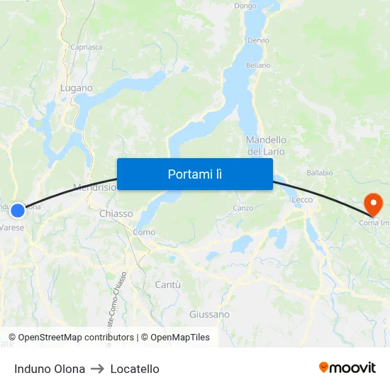 Induno Olona to Locatello map