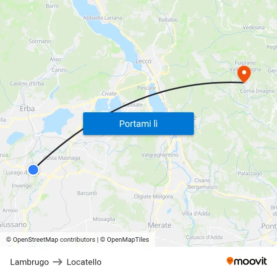 Lambrugo to Locatello map