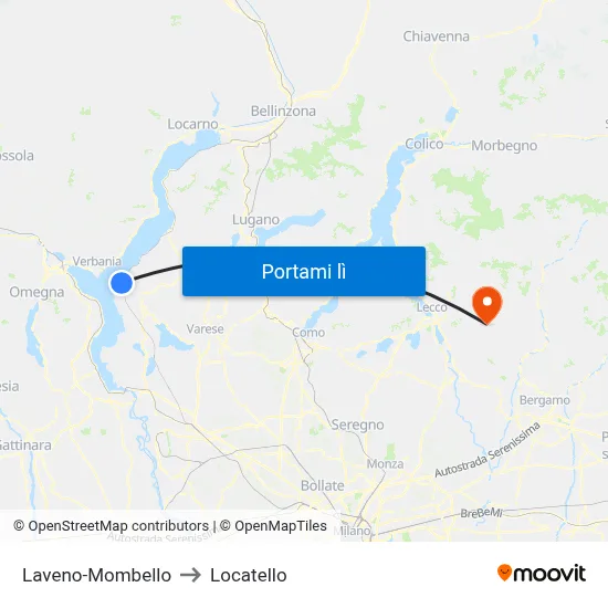 Laveno-Mombello to Locatello map