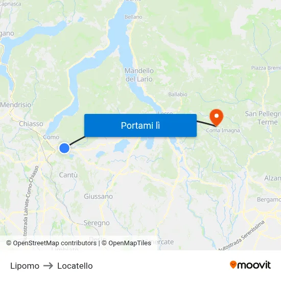 Lipomo to Locatello map