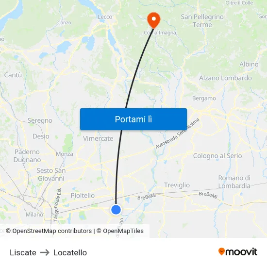 Liscate to Locatello map