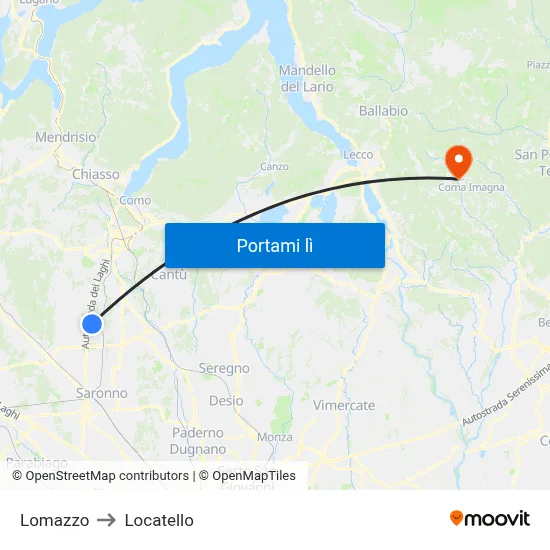 Lomazzo to Locatello map