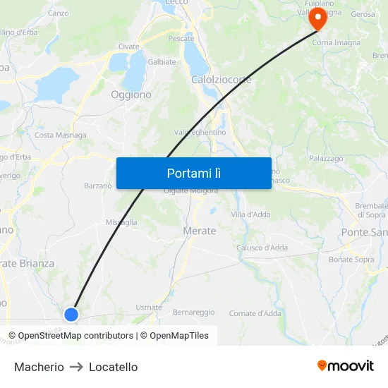 Macherio to Locatello map