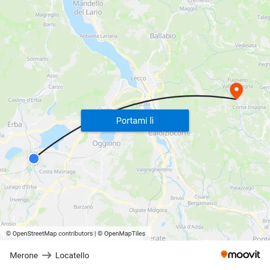 Merone to Locatello map