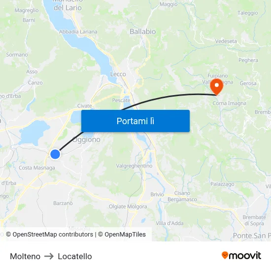 Molteno to Locatello map