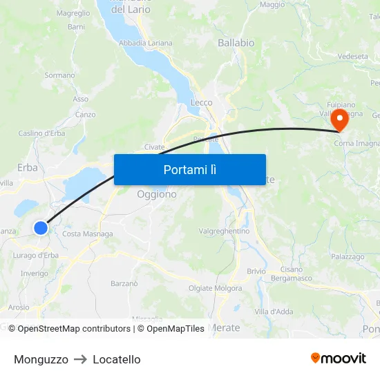 Monguzzo to Locatello map