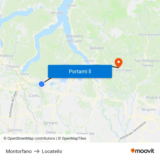 Montorfano to Locatello map
