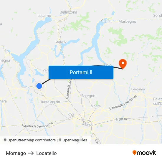 Mornago to Locatello map