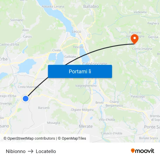 Nibionno to Locatello map