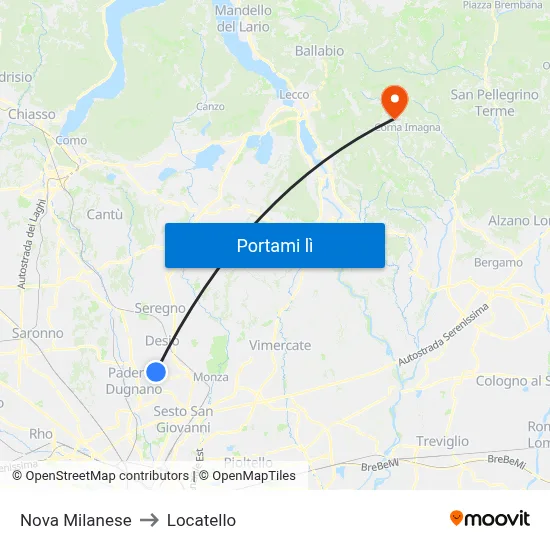 Nova Milanese to Locatello map