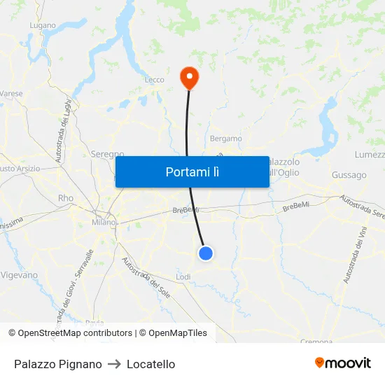 Palazzo Pignano to Locatello map