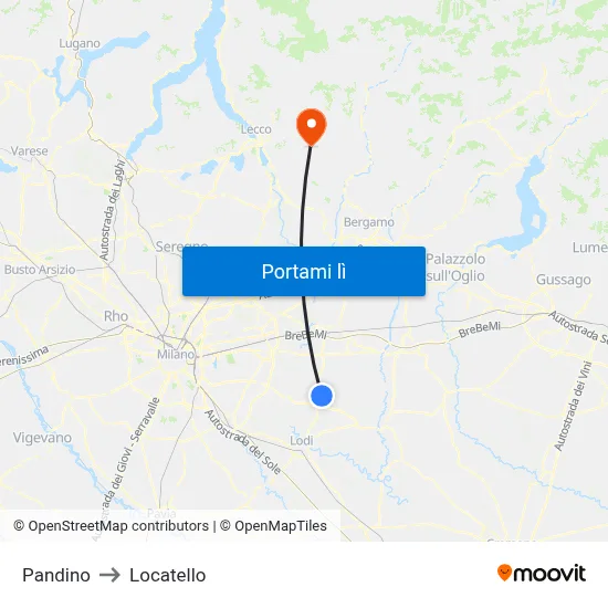 Pandino to Locatello map