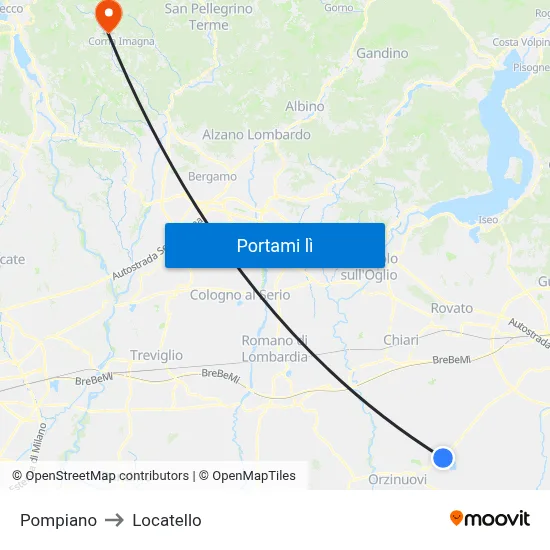 Pompiano to Locatello map