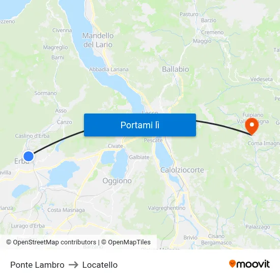 Ponte Lambro to Locatello map