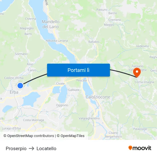 Proserpio to Locatello map