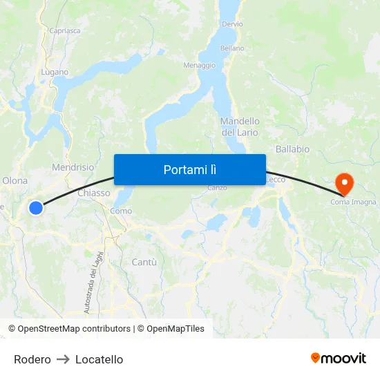 Rodero to Locatello map