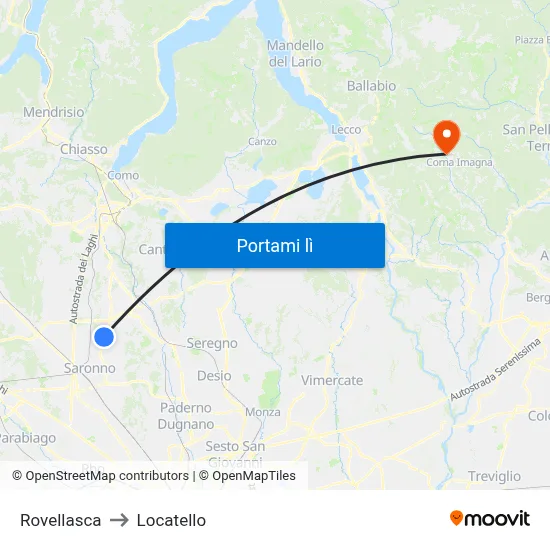 Rovellasca to Locatello map