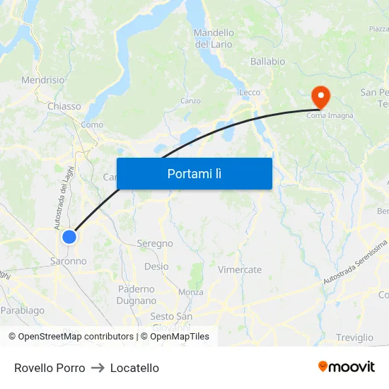 Rovello Porro to Locatello map