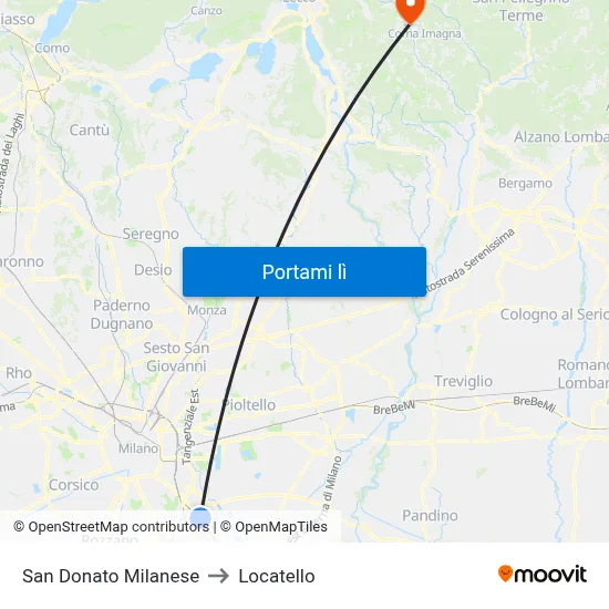 San Donato Milanese to Locatello map