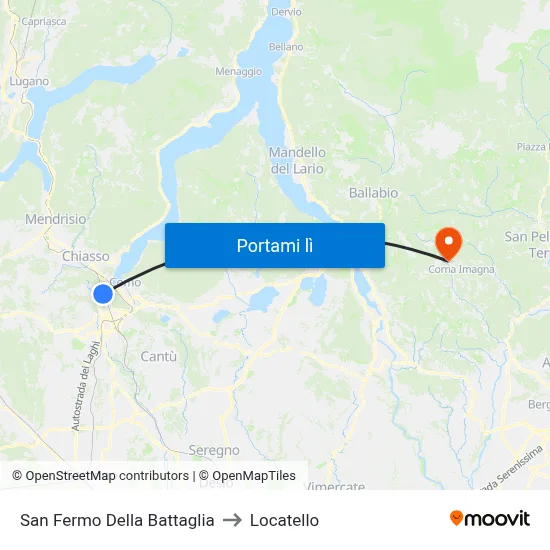 San Fermo Della Battaglia to Locatello map