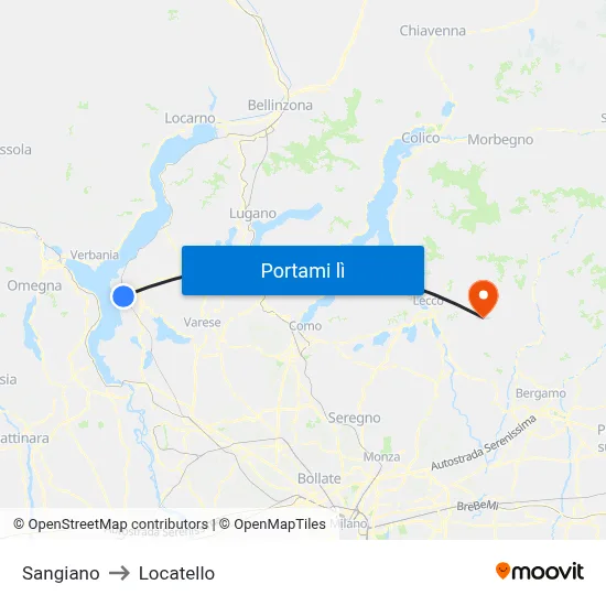 Sangiano to Locatello map