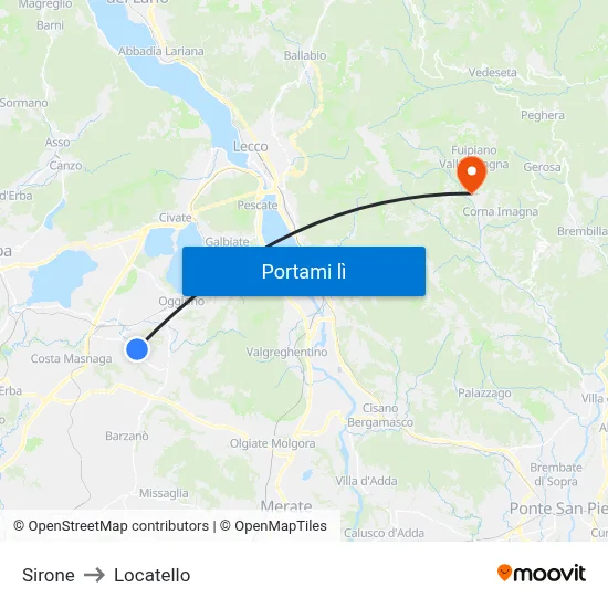Sirone to Locatello map