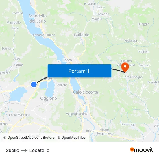 Suello to Locatello map