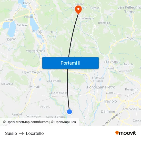 Suisio to Locatello map