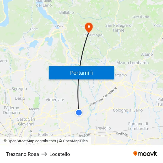 Trezzano Rosa to Locatello map
