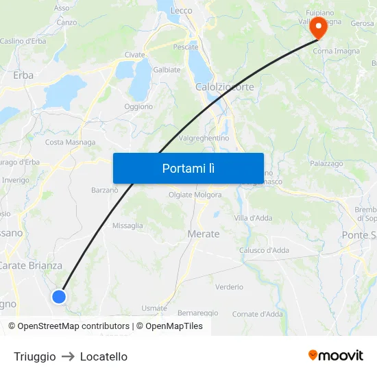 Triuggio to Locatello map