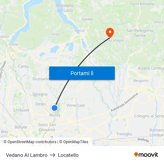 Vedano Al Lambro to Locatello map