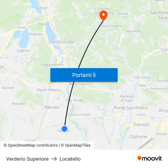 Verderio Superiore to Locatello map