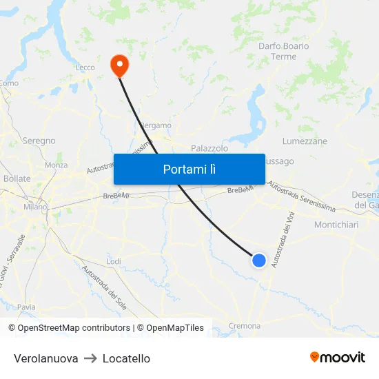 Verolanuova to Locatello map