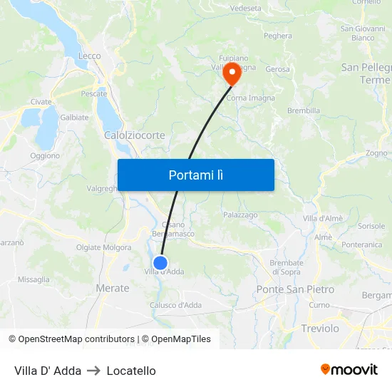 Villa D' Adda to Locatello map