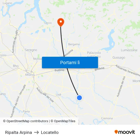 Ripalta Arpina to Locatello map