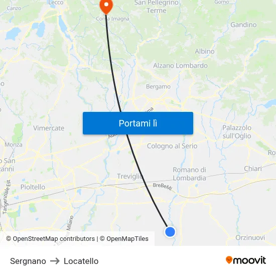 Sergnano to Locatello map