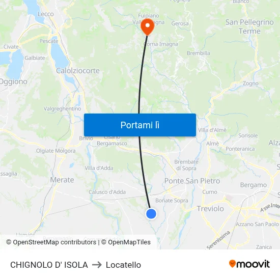 CHIGNOLO D' ISOLA to Locatello map