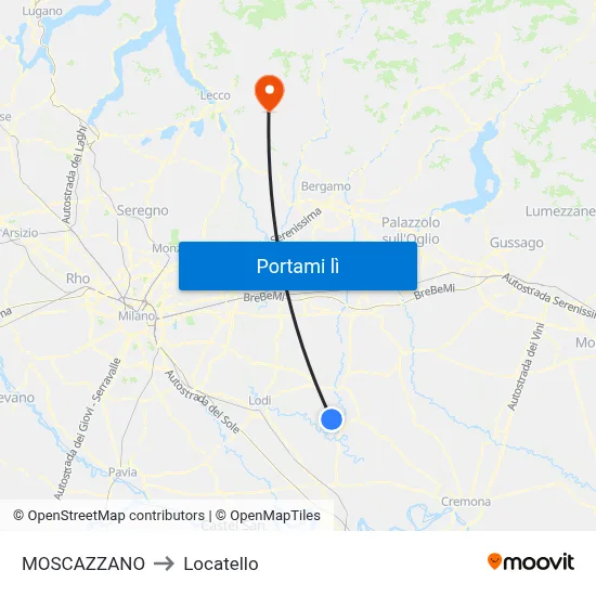 MOSCAZZANO to Locatello map