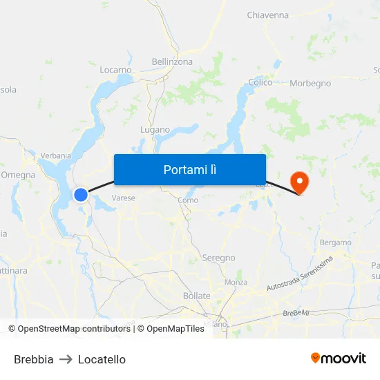Brebbia to Locatello map