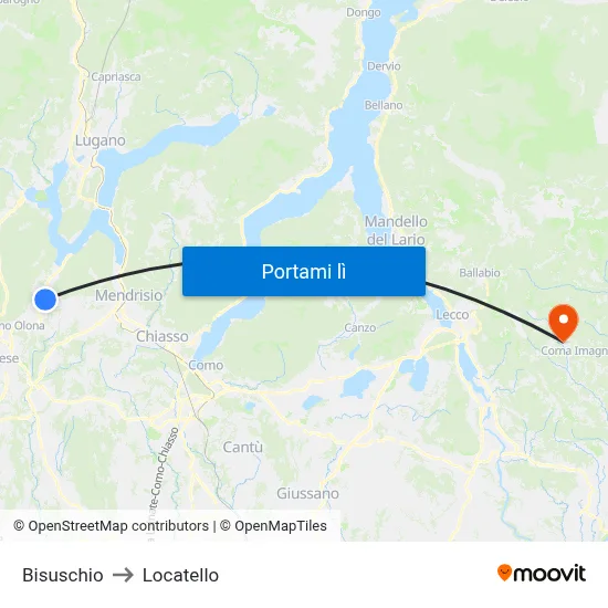 Bisuschio to Locatello map