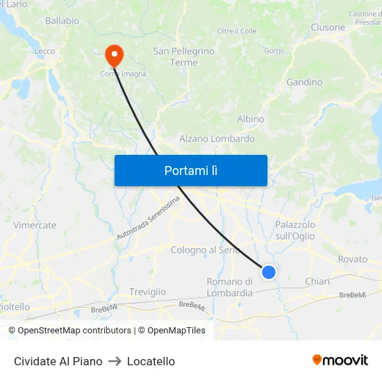 Cividate Al Piano to Locatello map