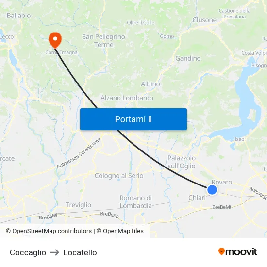Coccaglio to Locatello map