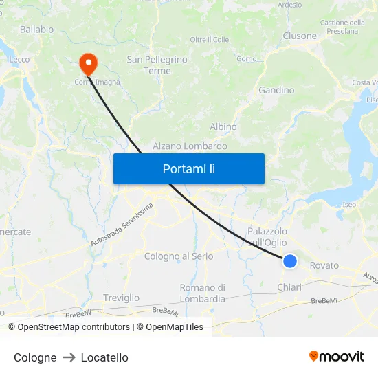 Cologne to Locatello map