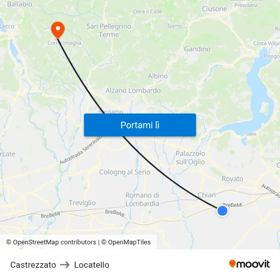 Castrezzato to Locatello map