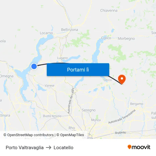 Porto Valtravaglia to Locatello map