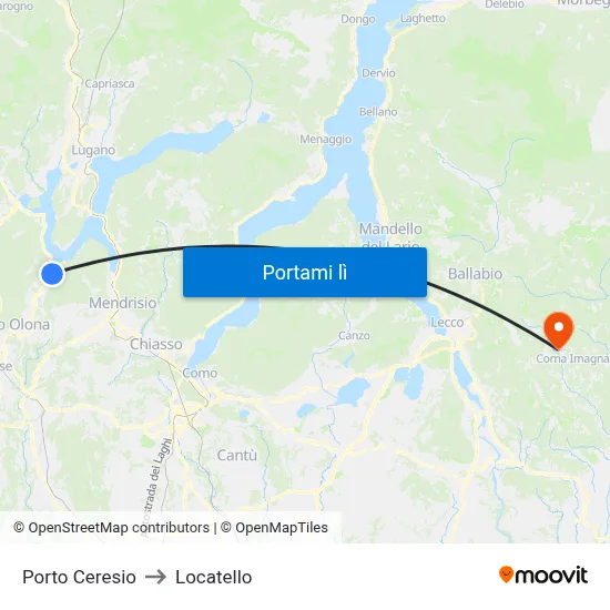 Porto Ceresio to Locatello map