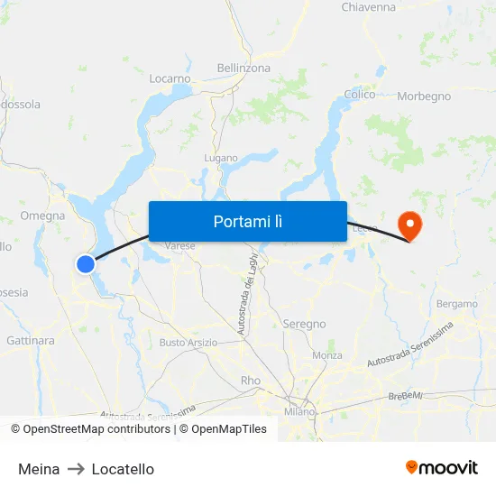 Meina to Locatello map